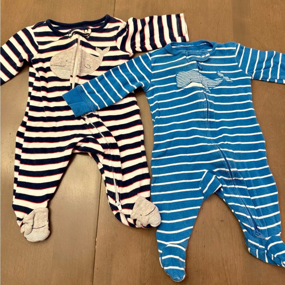 Carter's Navy and Blue Whale Print Footies